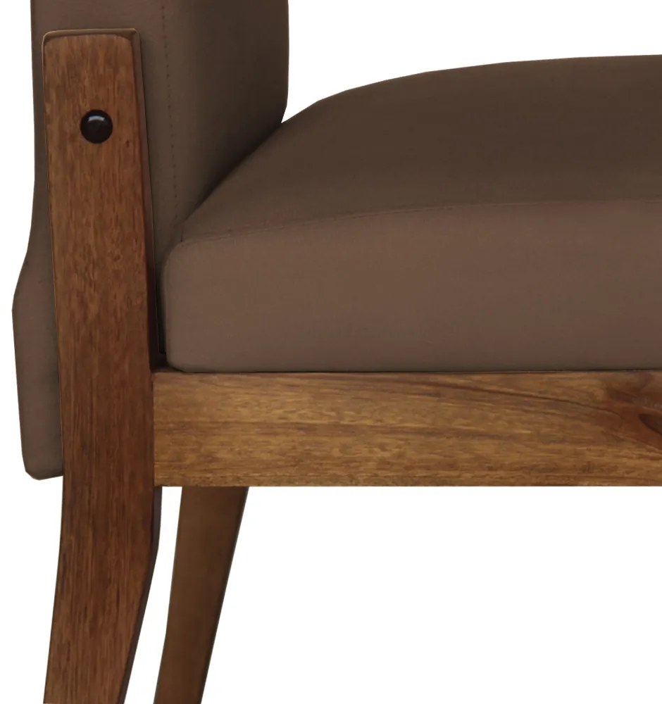 Conjunto 4 Cadeiras De Jantar Aurora Base Madeira Maciça Estofada Suede Marrom