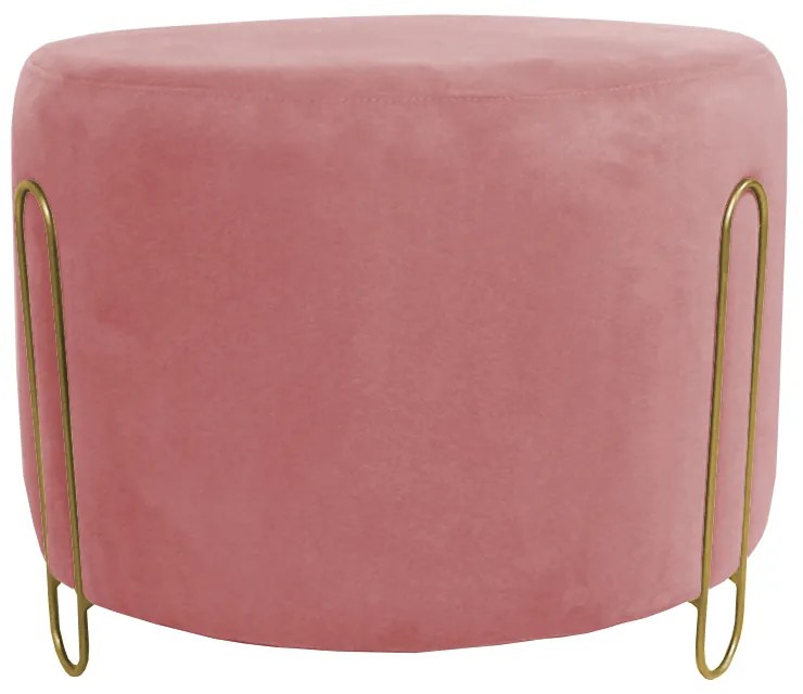 Puff Decorativo Redondo Duda Aramado Dourado Suede Rosê
