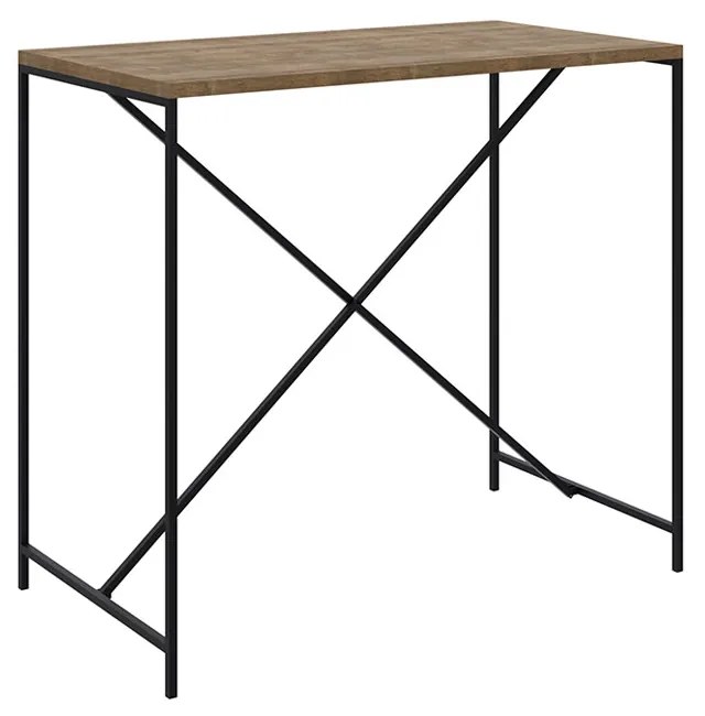 Conjunto Mesa Bancada com 04 Banquetas Alta Steel Quadra Estilo Industrial Vermont e Pés Metálico Preto - D'Rossi