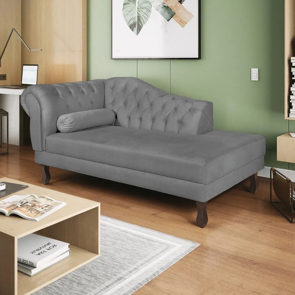 Recamier Diana 160cm Lado Direito Suede Cinza - ADJ Decor