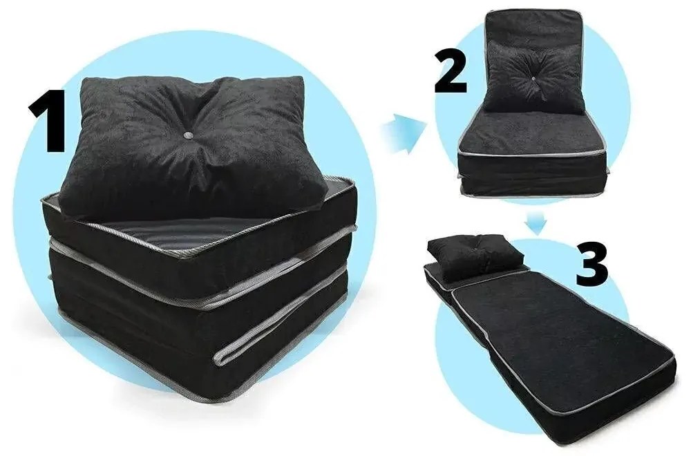 Puff Multifuncional 3 Em 1 + Travesseiro Solteiro - Suede E Corino Pre... (Roxo)