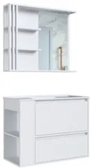 Gabinete Banheiro com Lavatório e Espelheira Zeus Branco F10 - Mpozena