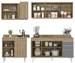 Armário de Cozinha Modulado de Canto Direito 4 Peças CP41 Balcão com T