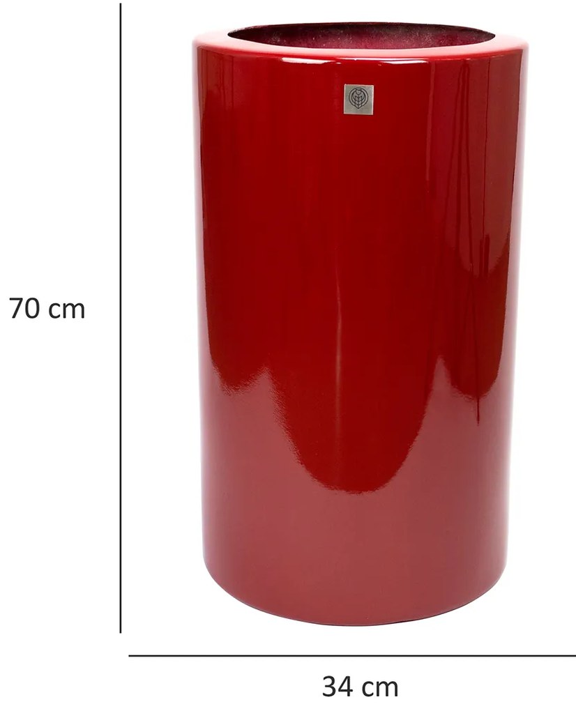 Vaso Decorativo Cilindro Vermelho Lira 70x34x34 Cm B02 - D'Rossi