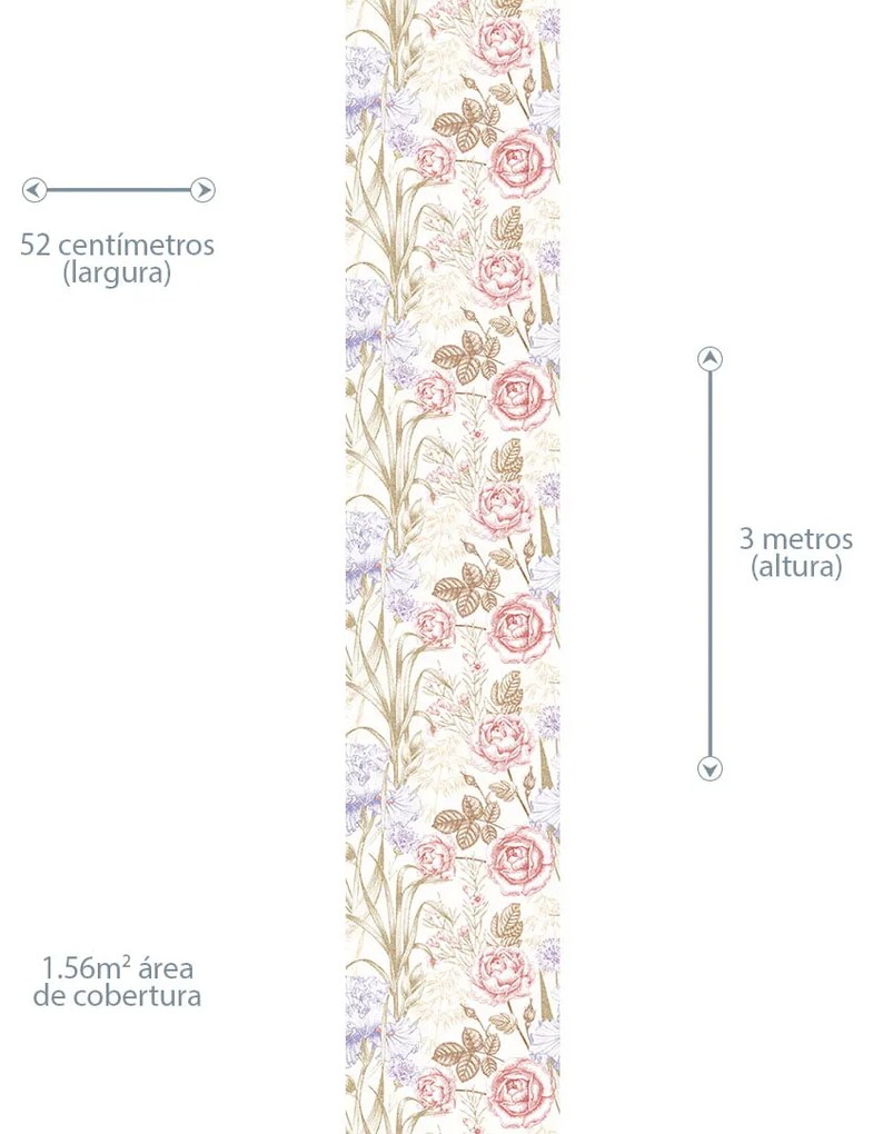 Papel de Parede Floral sutil 0.52m x 3.00m
