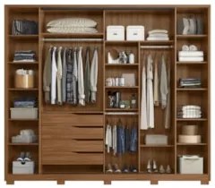 Guarda Roupa Casal 267cm Loreto Flex D02 Nogueira/Nude - Mpozenato