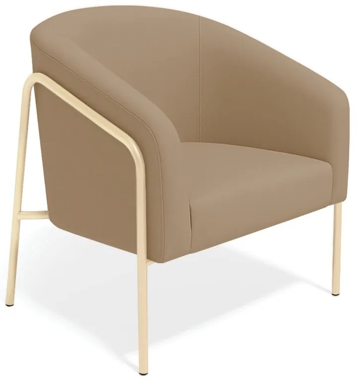 Poltrona Sala Industrial Alta Champanhe Stella Suede D03 - D'Rossi - Marrom Rato