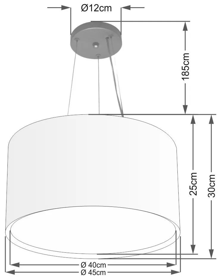 Lustre Pendente Cilíndrico Duplo Md-4299 Cúpula em Tecido 45x30cm Rustico Cinza - Bivolt