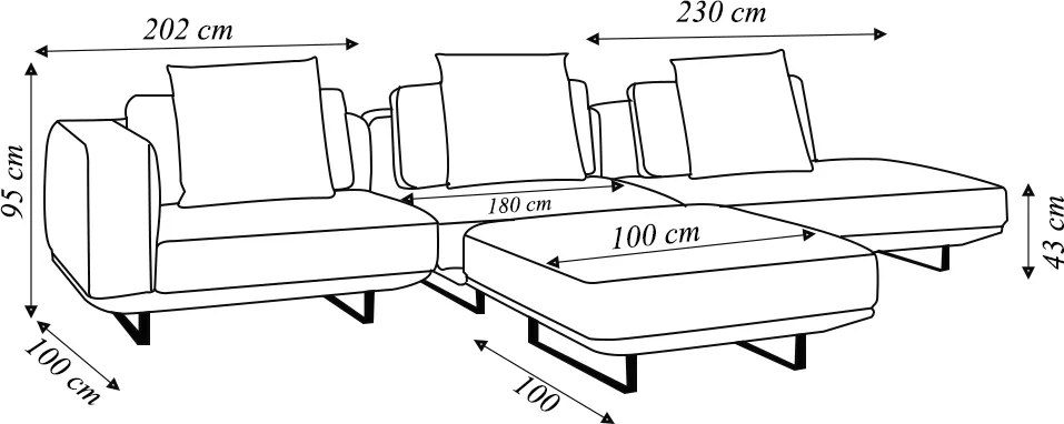 Sofá Modulado Sala de Estar Carmen 712cm Pés de Ferro Linho Rústico Cinza G92 - Gran Belo
