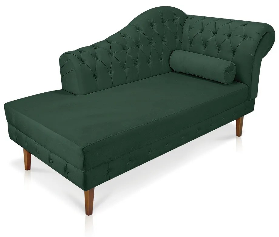 Divã Recamier Capitonê Mônaco 165 cm Suede Verde Pés Chanfrado- D'Rossi