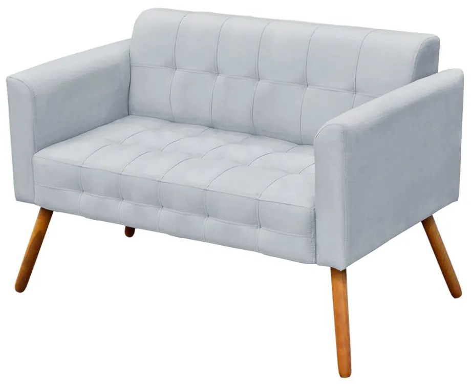 Kit 01 Namoradeira e 02 Poltronas Giratória Elisa Suede Base Madeira MM30 D'Rossi - Cinza