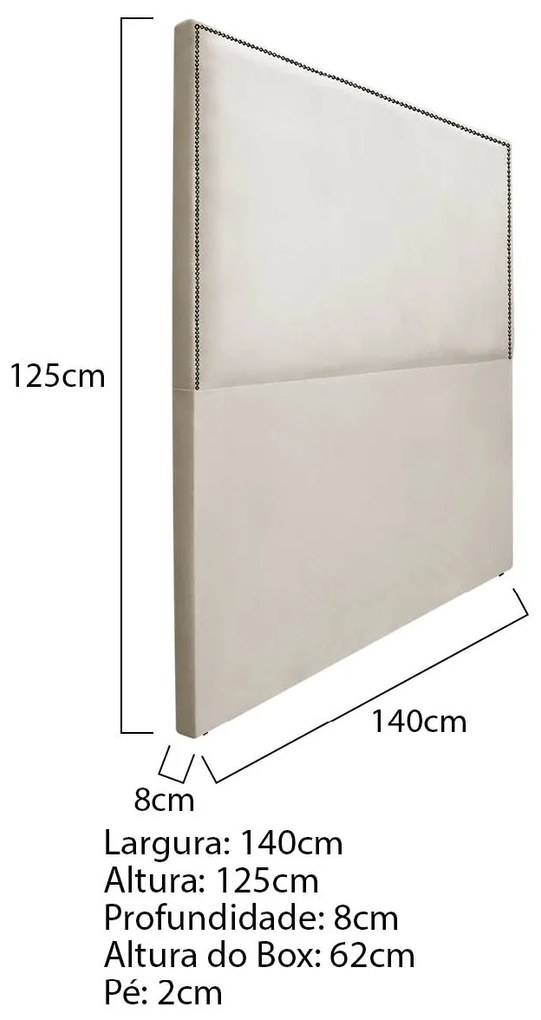 Cabeceira Casal Bali P02 140 cm para cama Box Suede - ADJ Decor