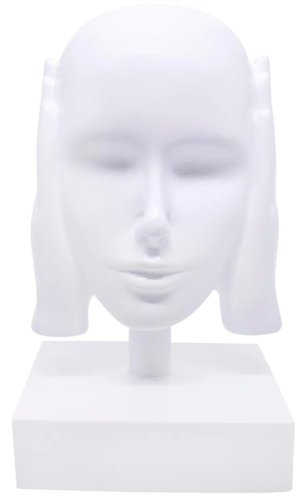 Escultura Máscara Rosto Surdo Branco Em Cerâmica 25x15x14 Cm - D'Rossi