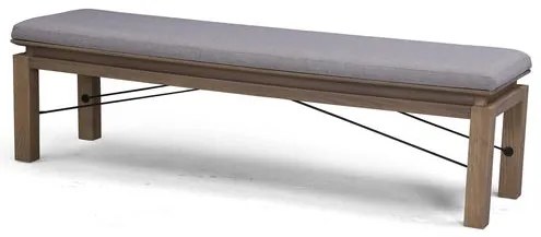 Banco Augustine Linho Brooks Palha Base Paglia Grafite 160cm - 73521 Sun House