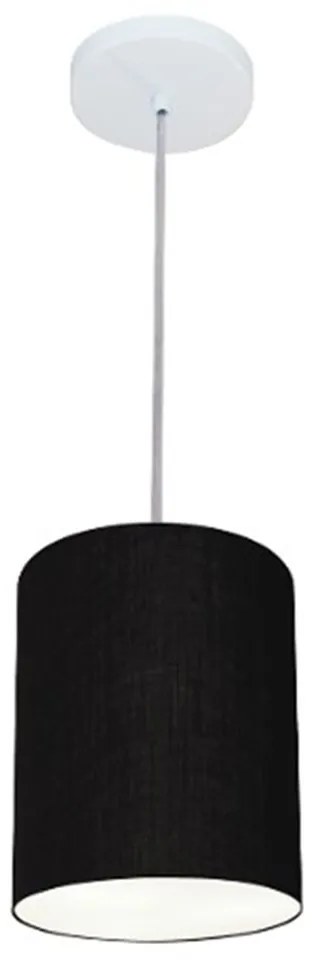 Lustre Pendente Cilíndrico Md-4012 Cúpula em Tecido 18x25cm Preto - Bivolt