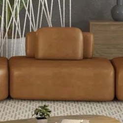 Sofá Modular 140cm Living Sala de Estar Moby Sintético Caramelo Z08 -
