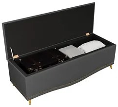 Calçadeira Baú King 195cm com Tachas Imperial J02 Veludo Cinza - Mpoze