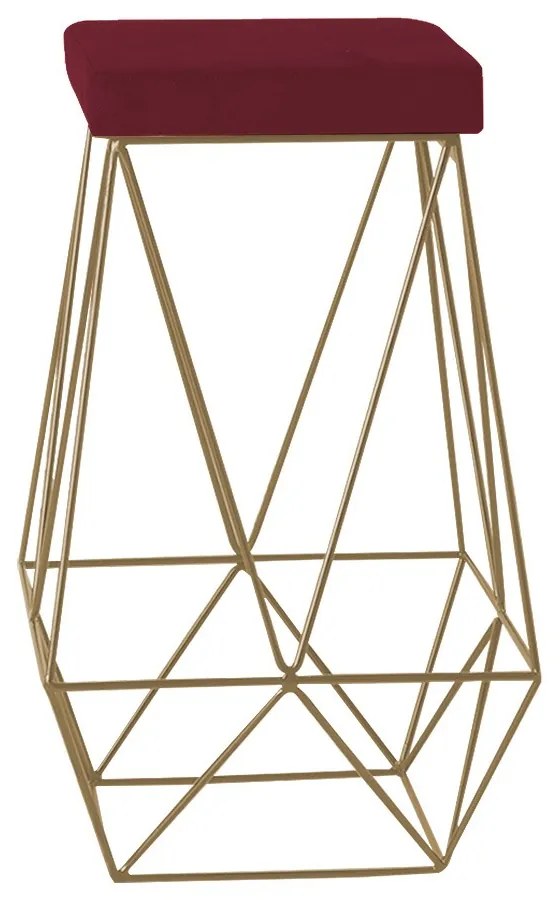 Banqueta Decorativa Kathy Base Gold Suede Bordô G41 - Gran Belo
