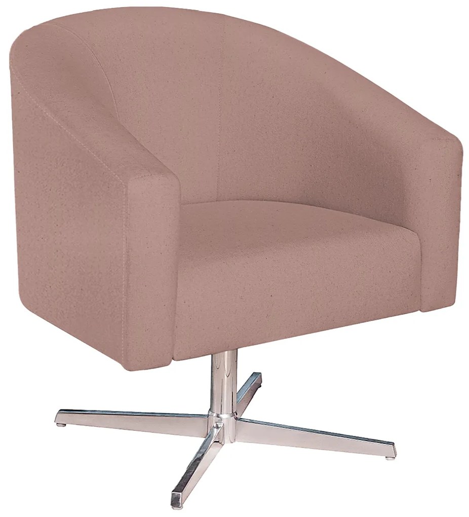 Poltrona Luiza Base Giratória de Metal Linho Rosê - ADJ Decor