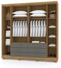 Guarda Roupa Casal 6 Portas 6 Gavetas 223cm Quebec V02 Nature/Alasca -