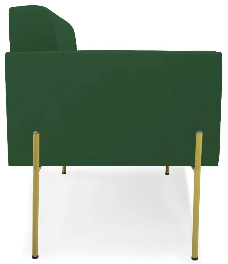 Sofá Namoradeira 2 Lugares Pé de Ferro Dourado Elisa Veludo D03 - D'Rossi - Verde
