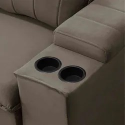 Sofá Retrátil Reclinável 3 Lugares 245cm Baluart F05 Veludo Castor - M