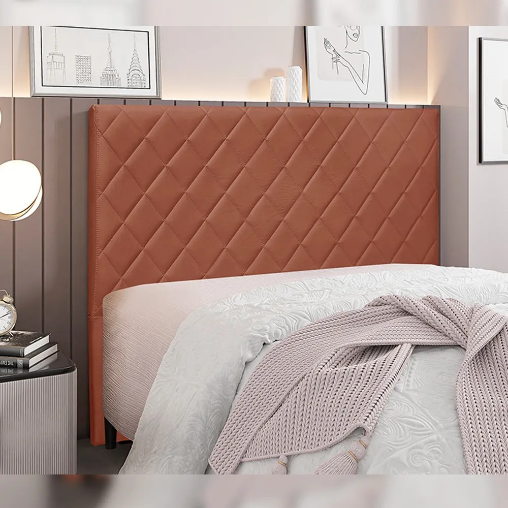 Cabeceira Decorativa 1,40M Baelon Veludo Cobre G63 - Gran Belo
