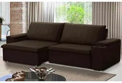 Sofá Retrátil Reclinável 3 Lugares 245cm Baluart F05 Veludo Marrom - M