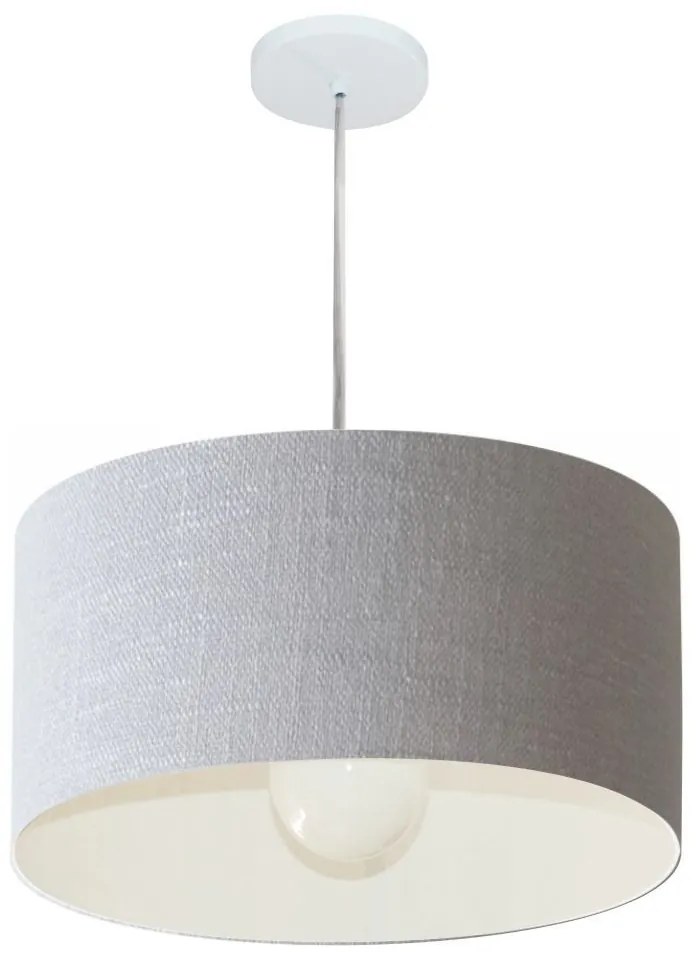 Lustre Pendente Cilíndrico Md-4203 Cúpula em Tecido 45x21cm Rustico Cinza - Bivolt