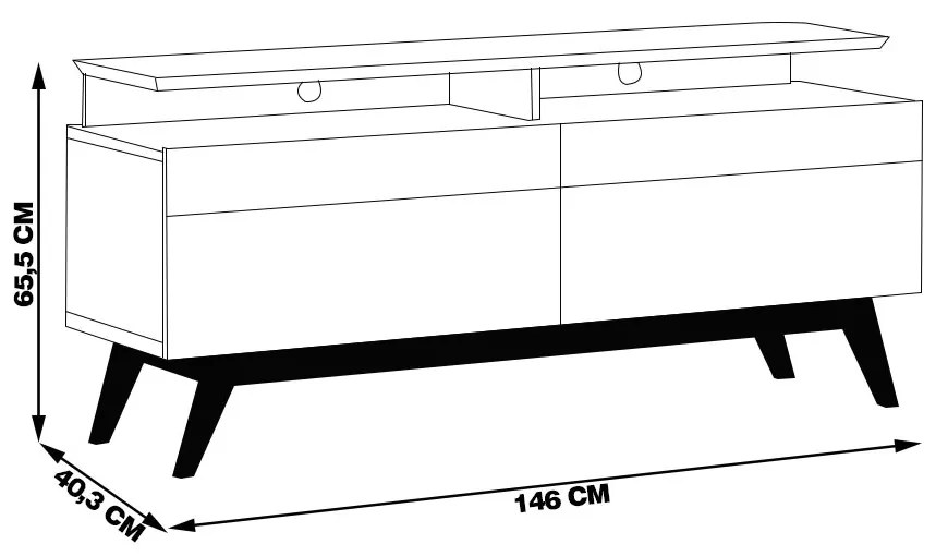 Rack Bancada 2 Gavetas com Nicho 146cm Amy Branco Acetinado G29 - Gran Belo