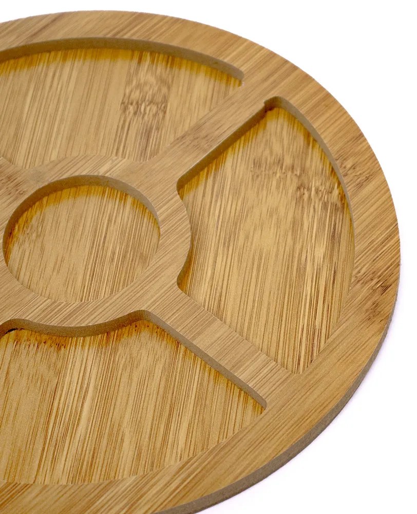 Bandeja Decorativa de Bambu para Petiscos Redonda 1,5x26x26 Cm - D'Rossi