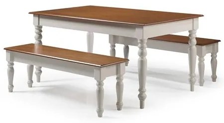 Conjunto Henriquez Mesa de Jantar Off White + 2 Bancos 180cm - 59840 Sun House