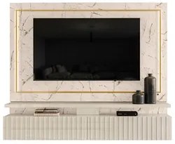 Painel Para TV Até 75 Pol. Com LED 2 Gavetas Gaia Calacata/Off White -