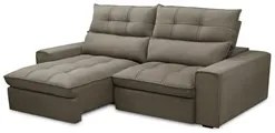 Sofá Retrátil Reclinável 3 Lugares 210cm Damy F05 Veludo Marrom - Mpoz