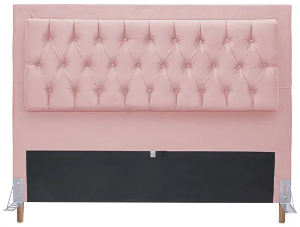 Cabeceira Cama Box King 195cm Paris Capitonê Suede Rosa - Sheep Estofados - Rosa