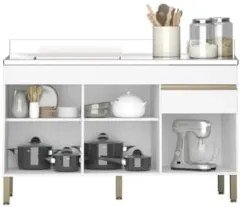 Armário de Cozinha 4 Peças Balcão com Pia 150cm Lina18 Z06 Supremo/Fre