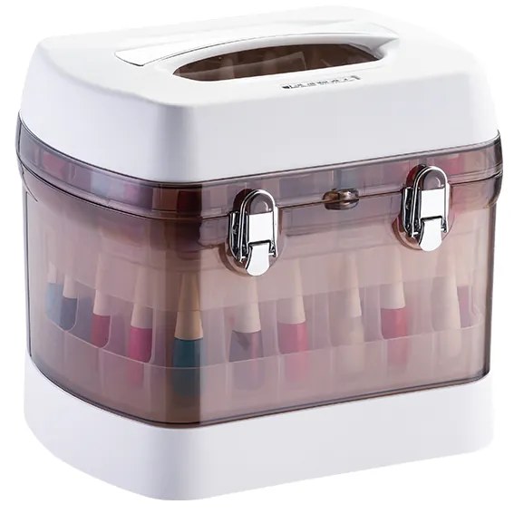 Maleta P/ 68 Esmaltes Profissional C/ Porta Acetona Branca - Dompel