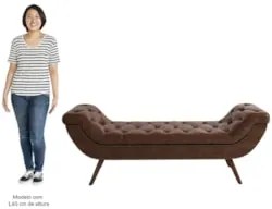 Puff Recamier Calçadeira 195cm Pés Palito Madeira Venêto Z37 Sintético