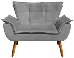Kit Namoradeira 2 Lugares e 1 Poltrona Decorativa Pés Palito Opla Sued