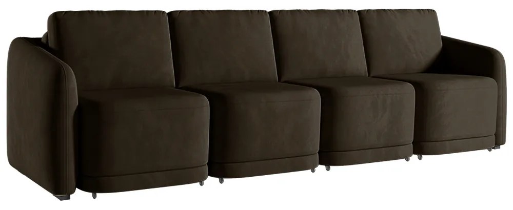 Sofá Cama Modulado Retrátil e Reclinável Decorativo Varsóvia 316cm Veludo Marrom G33 - Gran Belo