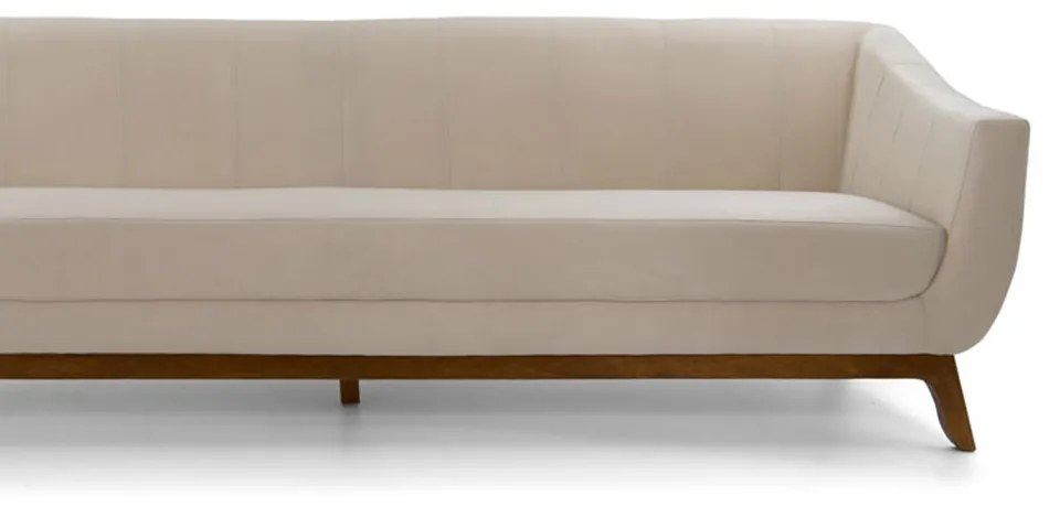 Sofá 3 Lugares Odeon D07 230cm Base Madeira Veludo Creme - D'Rossi