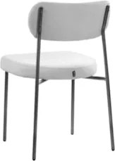 Cadeira Jantar Estofada Pé Metal Preto Lavy Boucle Cinza S08 - Mpozena