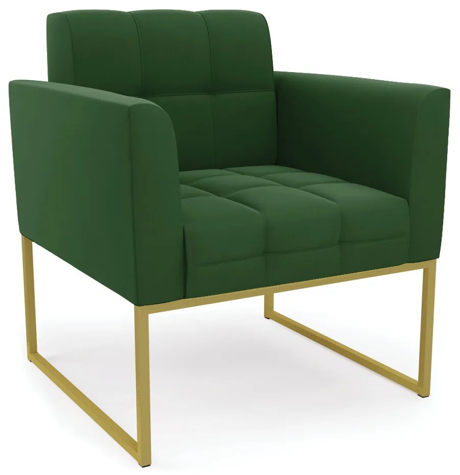 Kit 2 Poltronas Elisa Suede Verde Base Metálica Industrial Dourado D03 - D'Rossi