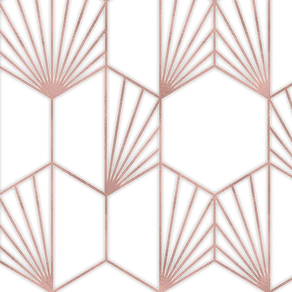 Papel de Parede Rose Hexágono Delicado