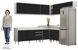 Armário de Cozinha Modulado de Canto 7 Peças CP22 Balcão sem Tampo Bra