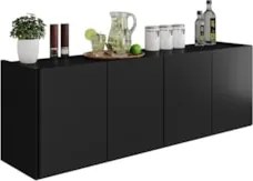 Balcão de Cozinha Suspenso 118cm 4 Portas Monna Preto Z34   - Mpozenat
