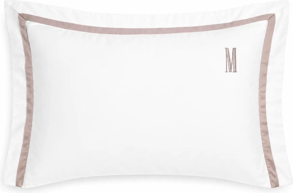 Fronha Trussardi 300 Fios Cetim 100% Algodão Egípcio Vercelli  50x70 - Branco e Nocciola