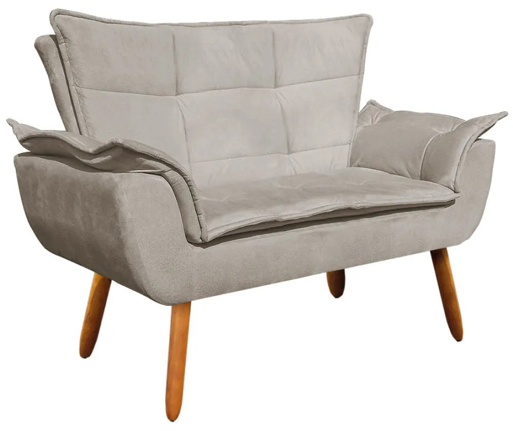 Sofá Namoradeira e 2 Poltronas Giratória MM30 Opala Suede - Marrom Rato