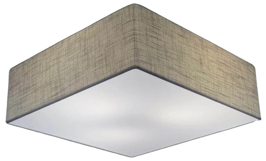 Plafon Quadrado Md-3002 Cúpula em Tecido 50x50x15cm Rústico Cinza - Bivolt