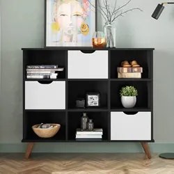 Nicho Organizador Multifuncional 6 Nichos 3 Gavetas Pés Retrô Cube Q01